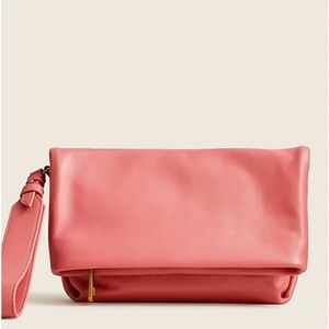 JCrew Oslo Soft Natural Leather Foldover Clutch Wristlet NWOT